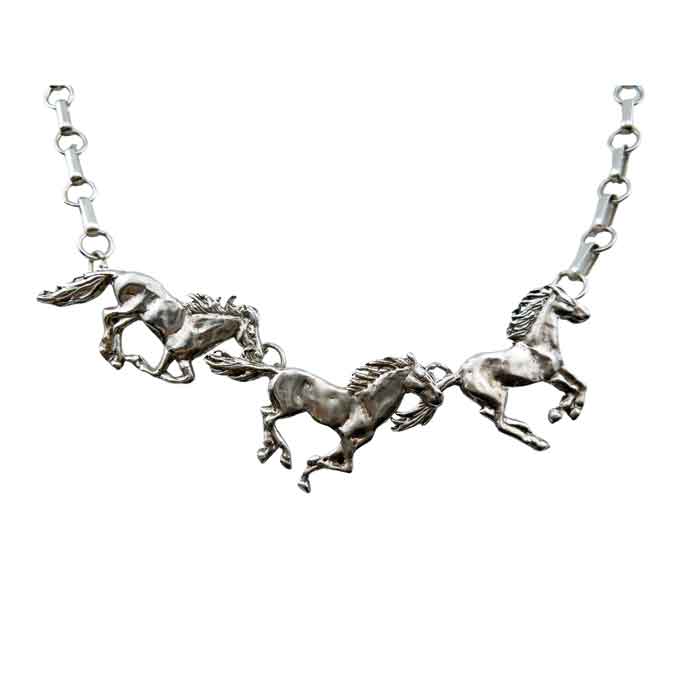 Three Ponies Necklace Sterling Silver
