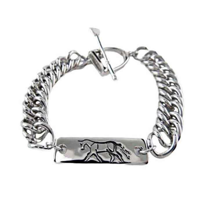 Trotting Horse ID Bracelet with Curb Chain - Jamies Horse Jewelry