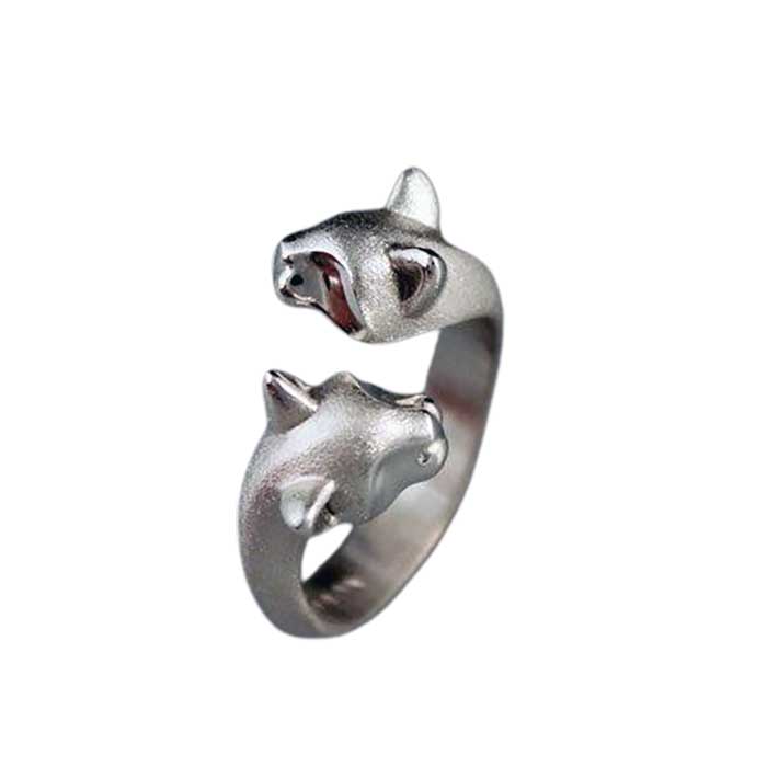 Pair of Cats Ring in Sterling Silver -