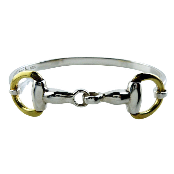 Two Tone Horse Bit or Snaffle Bit Bangle Bracelet Sterling Silver