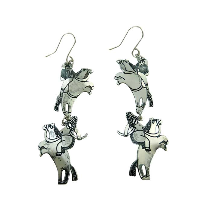 Warrior Horse Dangle Earrings Sterling Silver