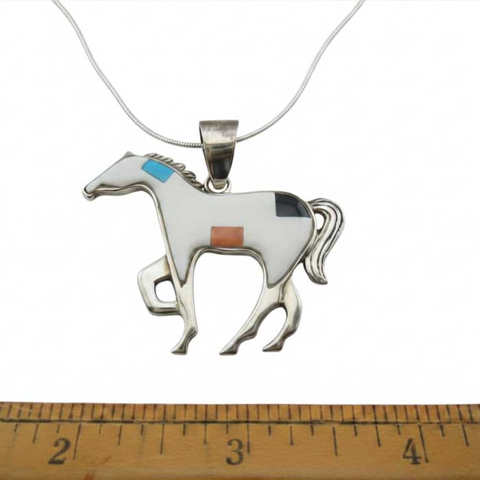 che Inlay Horse Pendant Necklace