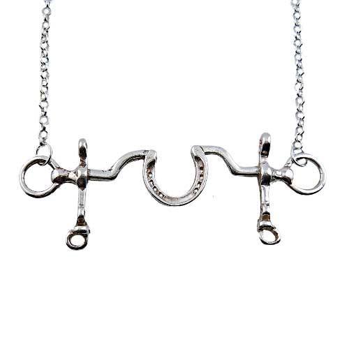 Carriage Driving Bit and Horseshoe Necklace - Jamies Horse Jewelry