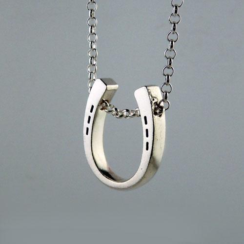 Classic Horseshoe Pendant Necklace Sterling Silver - Jamies Horse Jewelry