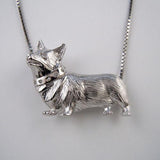 Corgi with CZ Accented Collar Necklace