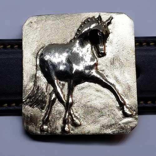 Dressage Horse Half-Pass Belt Buckle - Jamies Horse Jewelry