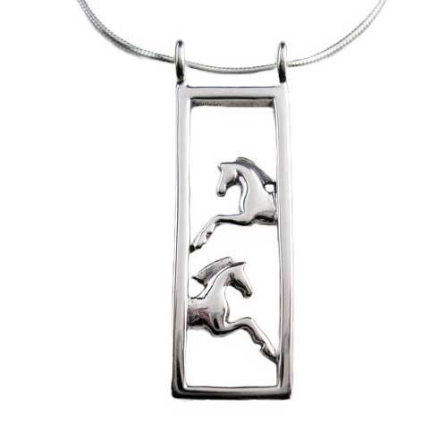 Framed Pair of Horses Necklace sterling silver