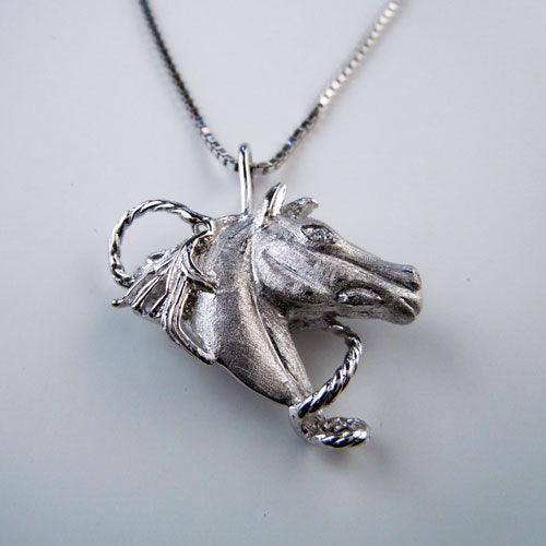 Star Horse Head Pendant Necklace with CZ Sterling Silver - Jamies Horse Jewelry