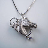 Star Horse Head Pendant Necklace with CZ Sterling Silver