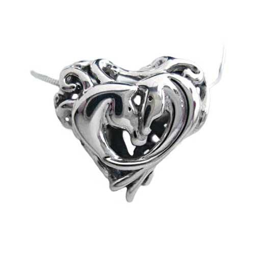 Entwinned Horses in Heart Necklace - Jamies Horse Jewelry