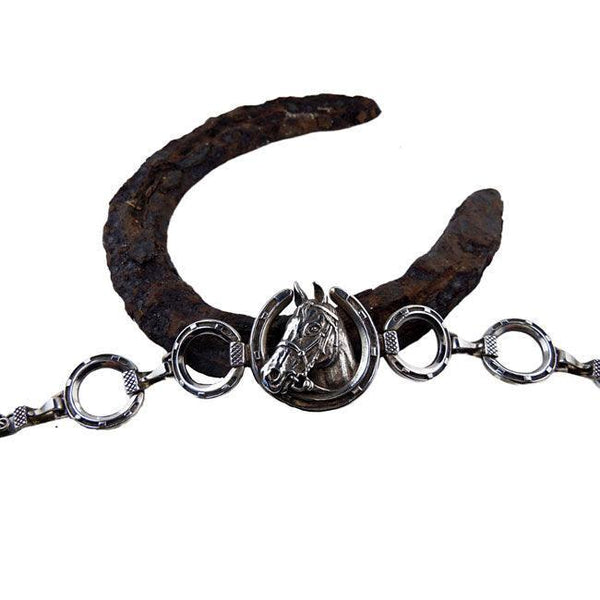 Sterling Silver Horse Head and Horseshoe Bracelet
