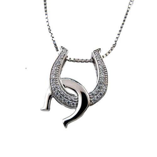 CZ Adorned Horseshoe Necklace - Jamies Horse Jewelry