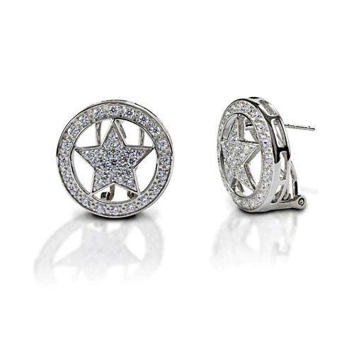 Lone Star Post Earrings Sterling Silver and CZs - Jamies Horse Jewelry