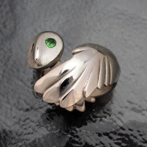 Owl Ring Sterling Silver with Gemstone Eyes 4