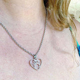 Open Paw Print in Heart Necklace