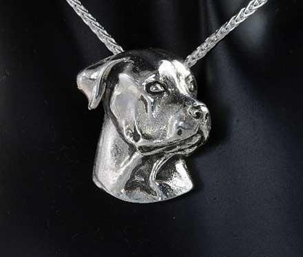 Rottweiler Pendant Necklace In Sterling Silver - Jamies Horse Jewelry