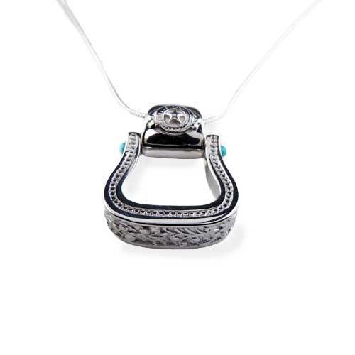 Western Stirrup Pendant Necklace Sterling Silver - Jamies Horse Jewelry