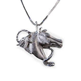 Star Horse Head Pendant Necklace with CZ Sterling Silver