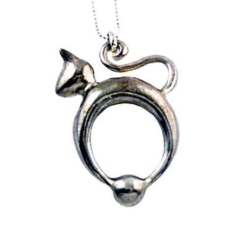 Tabby Cat Pendant Necklace Sterling Silver side