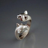 Pair of Cats Ring in Sterling Silver