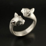 Pair of Cats Ring in Sterling Silver
