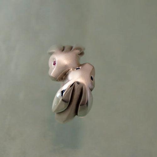 Lopp Earred Bunny Rabbit Ring Gemstone Eyes Sterling Silver - Jamies Horse Jewelry