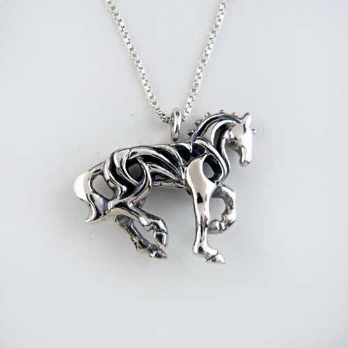 Dressage Piaffe Filigree Horse Necklace - Jamies Horse Jewelry