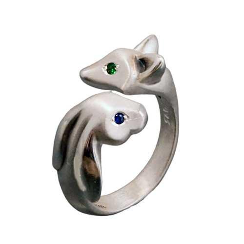 Fox and Bunny Ring in Sterling Silver - Jamies Horse Jewelry
