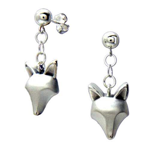 Fox Head Dangle Earrings Sterling Silver - Jamies Horse Jewelry