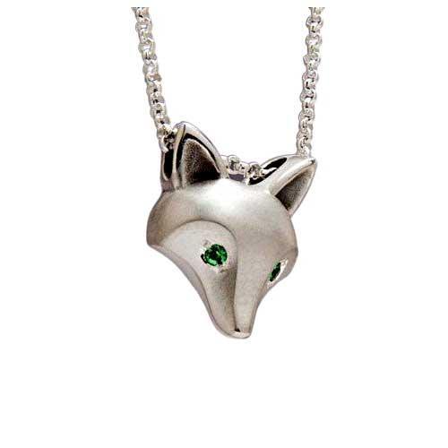 Fox Mask Pendant - Colored Diamond Eyes - Jamies Horse Jewelry