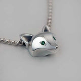 Fox Mask Pendant Necklace Sterling Silver