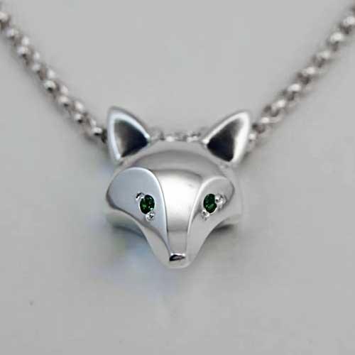 Fox Mask Pendant Necklace Sterling Silver