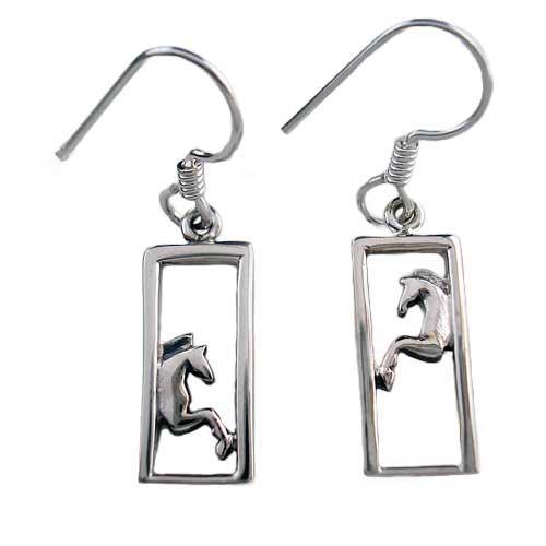 Framed Horse Earrings Sterling Silver