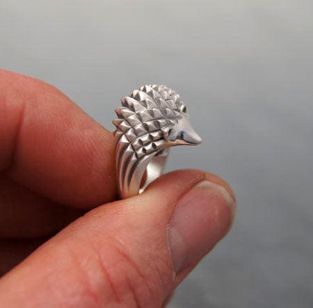 Hedgehog Ring in Sterling Silver side view
