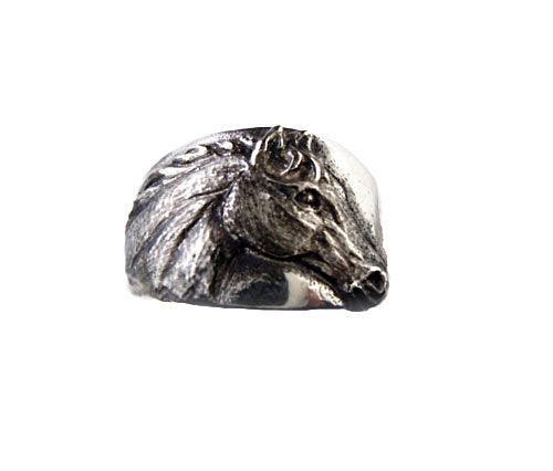 Wide Top Styled Horse Head Ring