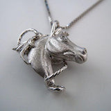 Star Horse Head Pendant Necklace with CZ Sterling Silver