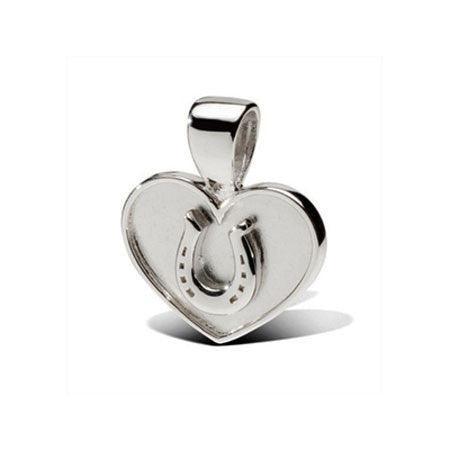 18k Gold Horseshoe on Heart Pendant Necklace - Jamies Horse Jewelry