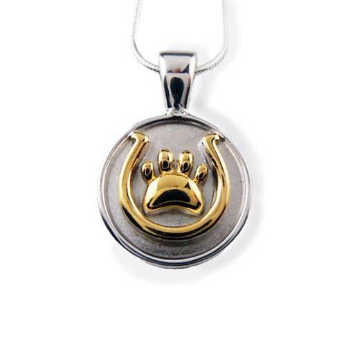 Horseshoe and Paw Print Pendant Necklace