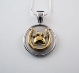 Horseshoe and Paw Print Pendant Necklace