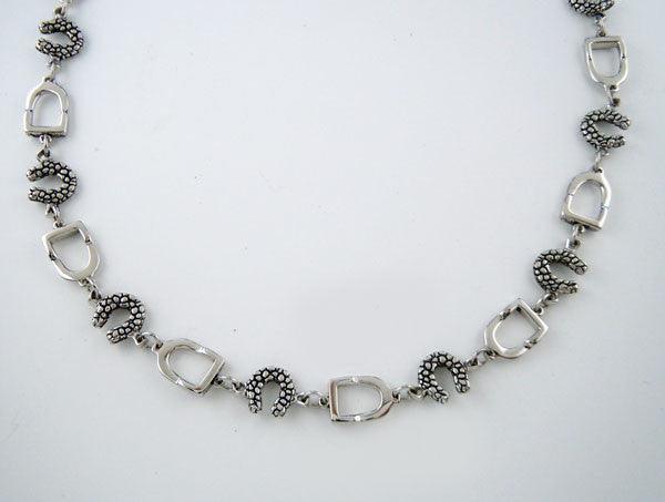 Sterling Silver Horseshoe and Stirrup Choker Necklace - Jamies Horse Jewelry