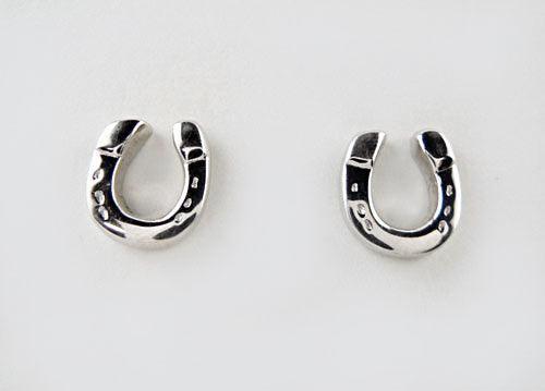 Horseshoe Stud Earrings in Sterling Silver