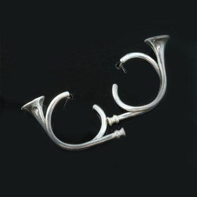 Hunting Horn Earrings Sterling Silver