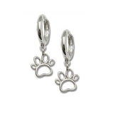 Outline Paw Print Post or Hoop Earrings in Sterling Silver