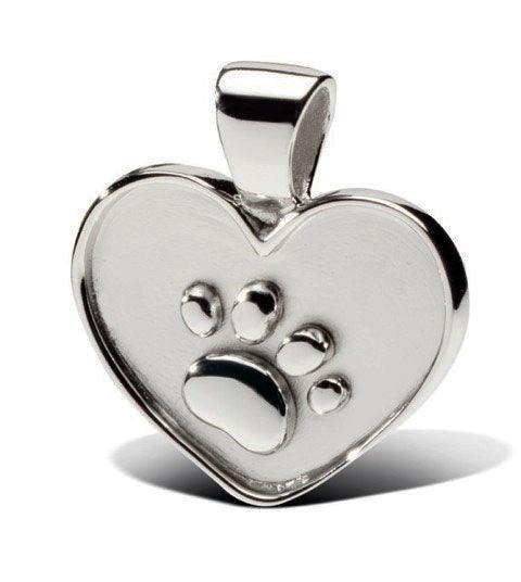 Dog Paw Print on Heart Pendant Necklace - Jamies Horse Jewelry