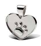 Dog Paw Print on Heart Pendant Necklace