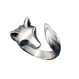 Shaggy Wolf Head Ring in Sterling Silver