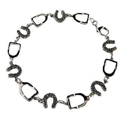 Stirrup and Horseshoe Bracelet Sterling Silver - Jamies Horse Jewelry