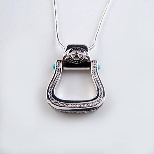 Western Stirrup Pendant Necklace Sterling Silver - Jamies Horse Jewelry