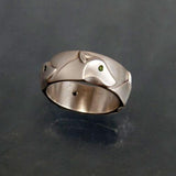 Wolf Head Band Ring Diamond Eyes