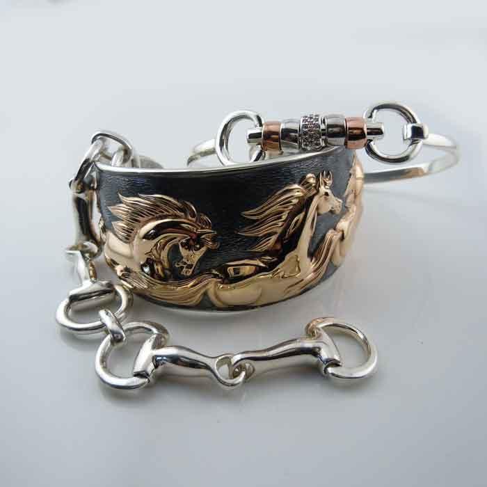 horse cuff bracelet snaffle bit link bracelet sterling silver 